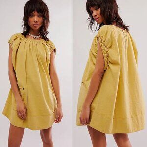 NWT New $148 Free People Siegel Mini Pampas Yellow Dress Size S